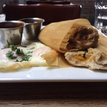 Brasil - Breakfast tamales: 2 tamales, 2 eggs, black beans & guajillo sauce. Mix-n-match of butternut squash-poblano, & blackbean-kale-sweet potato. - Breakfast & Brunch Near Me - Houston, Texas