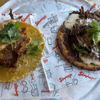 Simmzy's - Baja Fish Taco, Quesa Birria Taco-some toppings omitted for allergy - Pubs Near Me - Huntington Beach, California Simmzy's - Baja Fish Taco, Quesa Birria Taco-some toppings omitted for allergy - Pubs Near Me - Huntington Beach, California