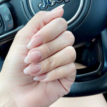 Chrome Nails Bar - Almond shape acrylic set. Neutral color. In love! - Nail Salons Near Me - Lynwood, California