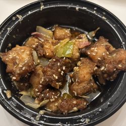 Bawarchi - Bang Bang Chicken Savory & delish! Mostly dry, but not crispy.   Not spicy, but the oil at the bottom had some zing to it.