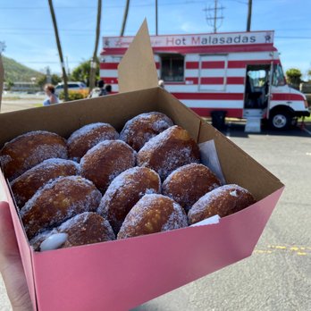 Leonard's Bakery Malasadamobile - 8 original,  2 haupia, and 2 custard - Food Trucks Near Me - Honolulu, Hawaii