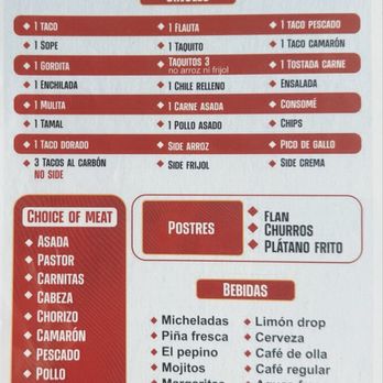 Taqueria El Kiosko - July 2026 detailed side menu - Mexican Near Me - Renton, Washington