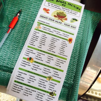 The Bagel House - They make custom salads to order. This is the salad order sheet - Bagels Near Me - Brooklyn, New York The Bagel House - They make custom salads to order. This is the salad order sheet - Bagels Near Me - Brooklyn, New York