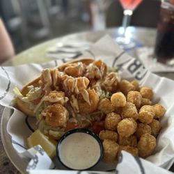 CharBar No 7 - Shrimp Poboy with tater tots