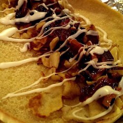 Juice's Pancake Lounge - Candied Bacon, German Pancake and Scrambled Pancake... Breakfast of Champions!