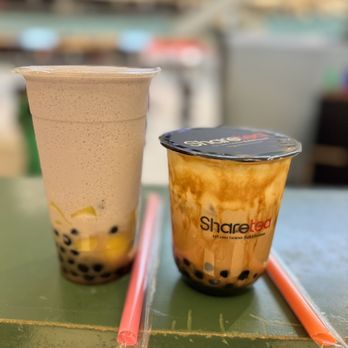 Sharetea - a plastic cup of bubble tea and a plastic cup of bubble tea - Bubble Tea Near Me - Dallas, Texas