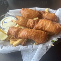Fish and chips, garlic fries! Fish and chips, garlic fries!