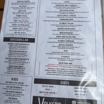 Volker's Eatery+Pub - Menu front. - Pubs Near Me - Sedalia, Missouri