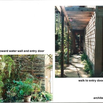 Peter Hendrickson - entrance to architect's residence-interior garden atrium and water fall - Architects Near Me Peter Hendrickson - entrance to architect's residence-interior garden atrium and water fall - Architects Near Me