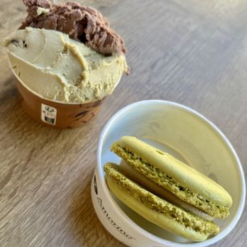 Amorino - Small cup with a macaron. - Creperies Near Me - San Antonio, Texas