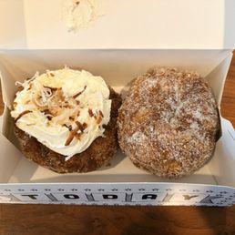 Left: coconut cream filled; right: plain Jane