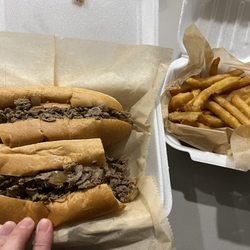 Dino's Pizza & Pasta - Cheesesteak w fried onions... and fries for $2.95