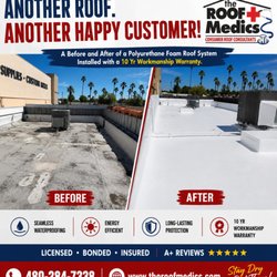 The Roof Medics - Another Satisfied Customer! The Roof Medics completed this commercial polyurethane foam roof transformation. Free Quote 480-284-7338
