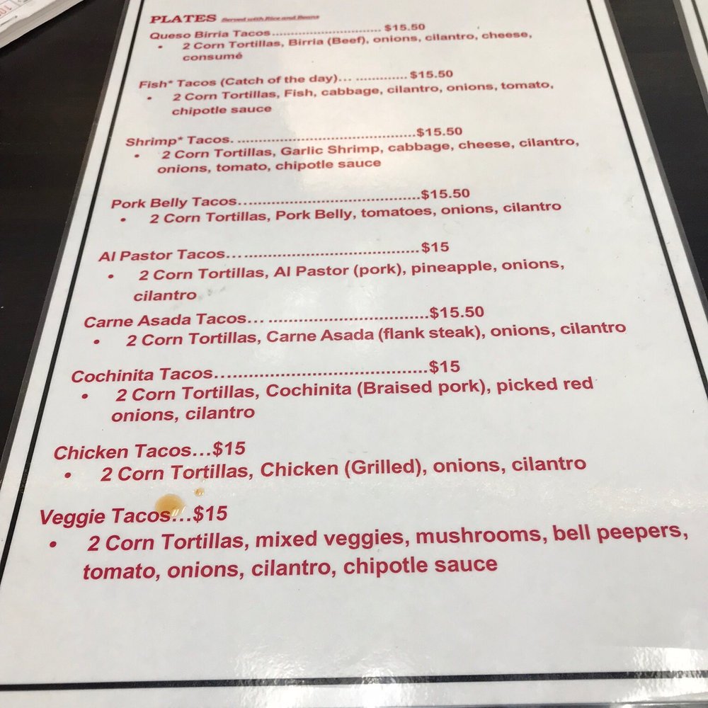 Fillo’s - Menu - Mexican Near Me - Kapaa, Hawaii