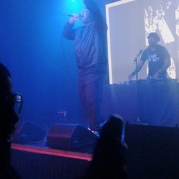 KRS-One on a foggy stage