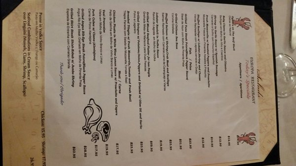 Menu photo 3 Europa Bar & Restaurant Elizabeth, NJ Menu photo 3 Europa Bar & Restaurant Elizabeth, NJ