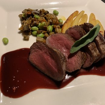 The Post Hotel Dining Room - Whole Roasted Northwest Territories Caribou Striploin - Canadian (New) Near Me - Lake Louise, Alberta
