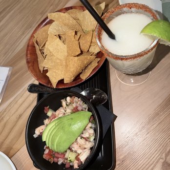 Cien Agaves - Ceviche and chips with margarita. Tajin trim and frozen - Mexican Near Me - Chandler, Arizona Cien Agaves - Ceviche and chips with margarita. Tajin trim and frozen - Mexican Near Me - Chandler, Arizona