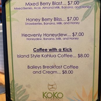 Koko At Kalia - Drink menu - Buffets Near Me - Honolulu, Hawaii