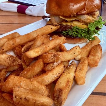 Village Tavern - Rodeo Smash Burger with fries - American Near Me - Salem, Massachusetts Village Tavern - Rodeo Smash Burger with fries - American Near Me - Salem, Massachusetts