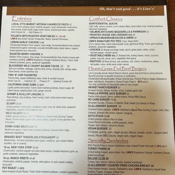 Linn's Restaurant - Dinner menu - American Near Me - Cambria, California Linn's Restaurant - Dinner menu - American Near Me - Cambria, California