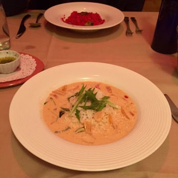 Ariana's Restaurant - Vegan curried rice (foreground) and root vegetable risotto (background) - New American Near Me - Lyme, New Hampshire Ariana's Restaurant - Vegan curried rice (foreground) and root vegetable risotto (background) - New American Near Me - Lyme, New Hampshire