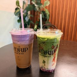 Ube latte and matcha strawberry tea Ube latte and matcha strawberry tea