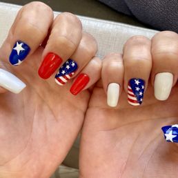 4th of July free-hand nail art gel mani 4th of July free-hand nail art gel mani