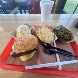 Jalapeno Cheddar Sausage Sandwich Combo with Mac and Mac & Cheese, Green Beans and Banana Pudding Jalapeno Cheddar Sausage Sandwich Combo with Mac and Mac & Cheese, Green Beans and Banana Pudding