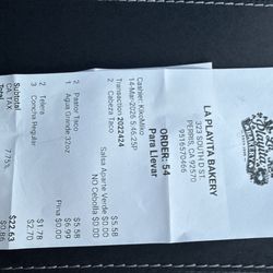 La Playita Bakery & Meat Market - Receipt
