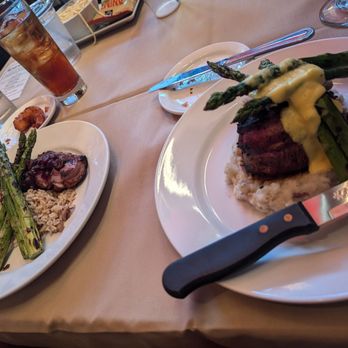 Red Raven - Duck on the left Filet Oscar on the right - Wine Bars Near Me - Williams, Arizona Red Raven - Duck on the left Filet Oscar on the right - Wine Bars Near Me - Williams, Arizona