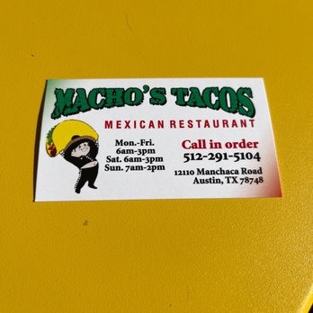 Macho Taco - Phone n address - Mexican Near Me - Austin, Texas