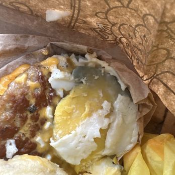 McDonald's - Grey egg. Don't know if it's mold or what but EW - Burgers Near Me - Marysville, Washington