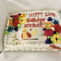 Custom cake at bakery for 100th birthday celebration--under $20.00!