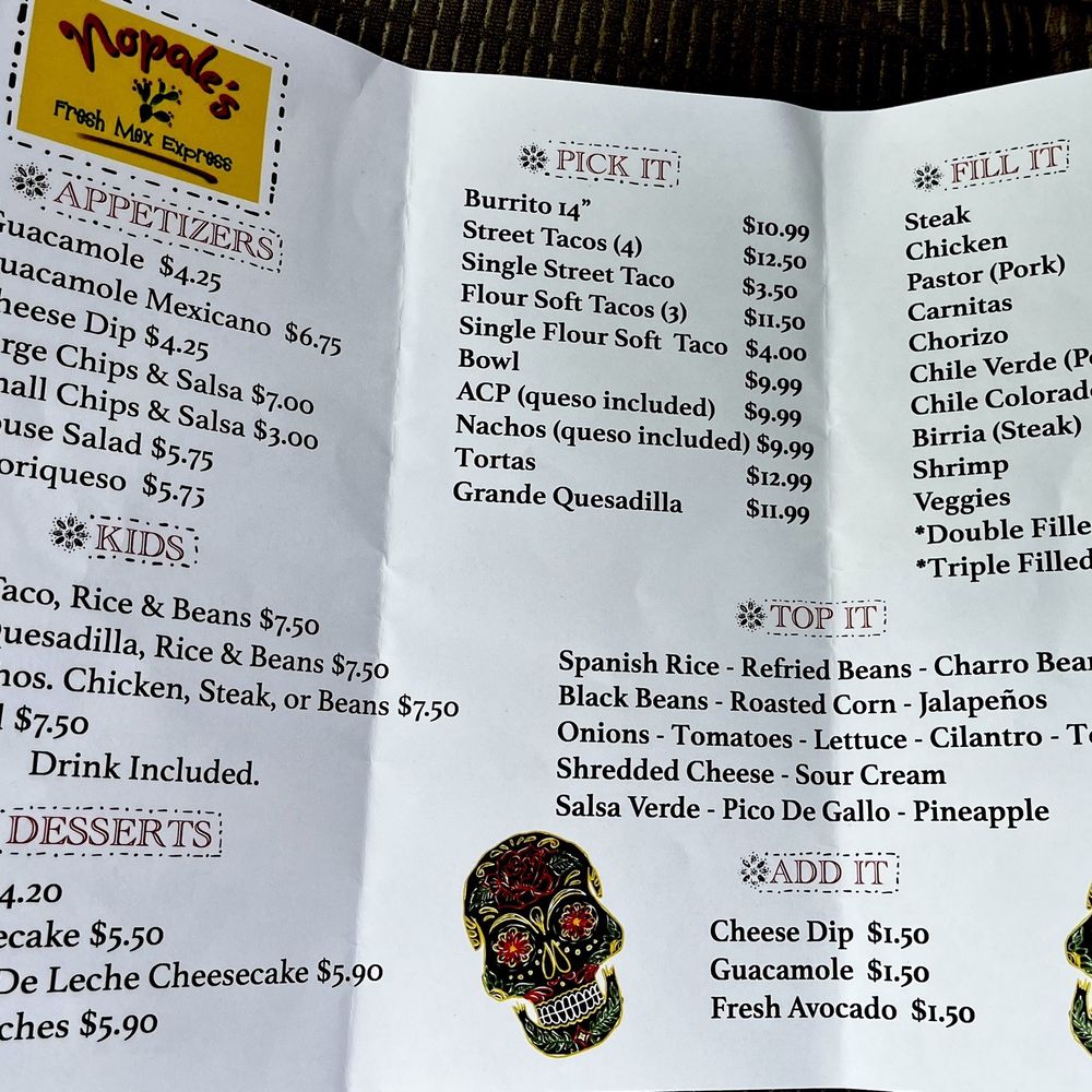 Nopale's Fresh Mex Express - Menu - Mexican Near Me - Asheville, North Carolina