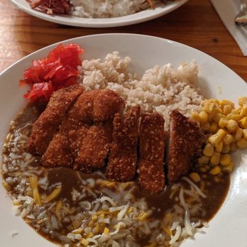 Curryfornia - Small curry, medium-spice, with brown rice, tonkatsu, red pickles, corn, and cheese. - Japanese Curry Near Me - Torrance, California Curryfornia - Small curry, medium-spice, with brown rice, tonkatsu, red pickles, corn, and cheese. - Japanese Curry Near Me - Torrance, California