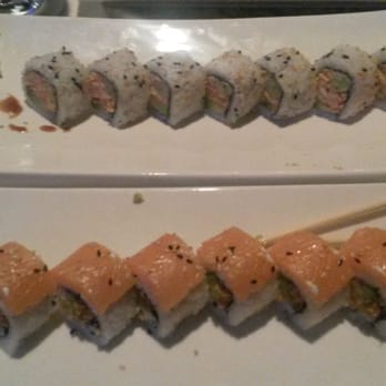 Firefly - My awesome sushi! California roll on top and Full Moon on bottom. - Steakhouses Near Me - Panama City Beach, Florida Firefly - My awesome sushi! California roll on top and Full Moon on bottom. - Steakhouses Near Me - Panama City Beach, Florida