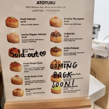 Atoyubu - Menu (2/16/24) - Japanese Near Me - Buena Park, California