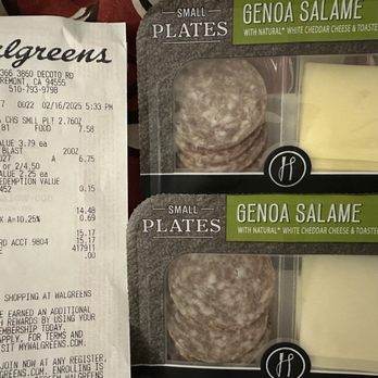 Walgreens - Expired small plates Genoa Salame - Cosmetics & Beauty Supply Near Me - Fremont, California