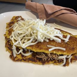 Cachapa with Grilled Pork and Cheese