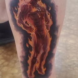 A Thin Line Tattoo of Batavia - The Human Torch by Chris Toms