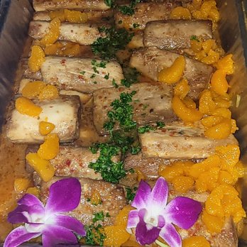 Mary & Mo Catering - Ginger Garlic Orange Panzu Mahi Mahi with mandarin and cilantro. - Caterers Near Me Mary & Mo Catering - Ginger Garlic Orange Panzu Mahi Mahi with mandarin and cilantro. - Caterers Near Me