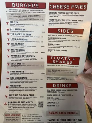 Menu photo 3 Twisted Root Burger Abilene, TX