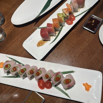 Te- Buru - Yellowtail Cilantro Roll Rainbow Roll - Sushi Bars Near Me - Long Beach, California