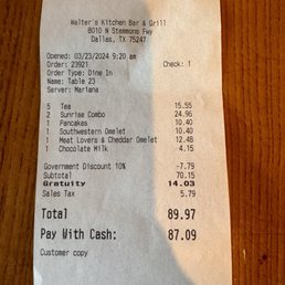 The receipt enclosed show the gratuity of a family 6 with 3 being under 12.... There was no option for us to decide our own gratuity......