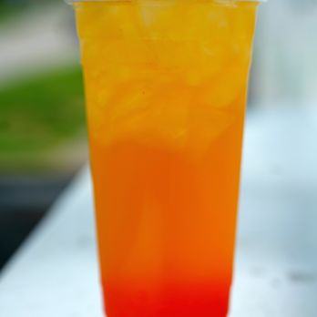 Mad Boba - Peach Green Tea with Strawberry pearls - Food Trucks Near Me - Tahlequah, Oklahoma Mad Boba - Peach Green Tea with Strawberry pearls - Food Trucks Near Me - Tahlequah, Oklahoma