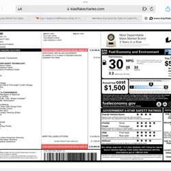Kia - The sticker on the car, what they had the price as on their website, also