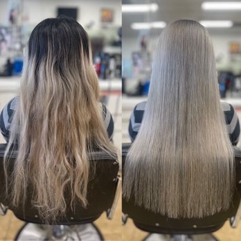 Ann's Hair Nails Salon - Shimmery silverlight revamped 'before & after'... - Hair Salons Near Me - Norwalk, California