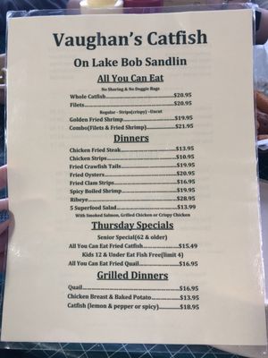 Menu photo 2 Vaughan's Catfish On The Lake Pittsburg, TX Menu photo 2 Vaughan's Catfish On The Lake Pittsburg, TX
