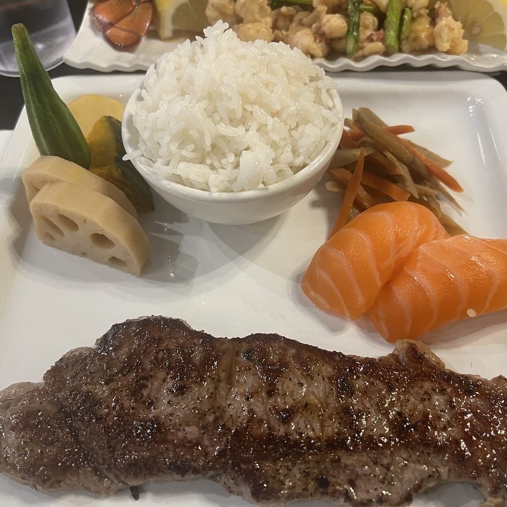 Hana Japanese Eatery - Steak grilled medium well with rice and Japanese vegetables - Sushi Bars Near Me - Phoenix, Arizona Hana Japanese Eatery - Steak grilled medium well with rice and Japanese vegetables - Sushi Bars Near Me - Phoenix, Arizona